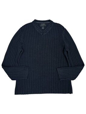 EXPRESS | Men's | Ribbed V-Neck Chunky Sweater | Black | Size XL